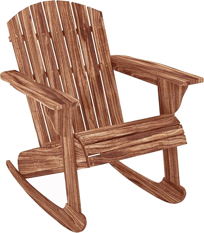 Wooden Adirondack Rocking Chair Outdoor Lounge Chair Fire Pit Seating