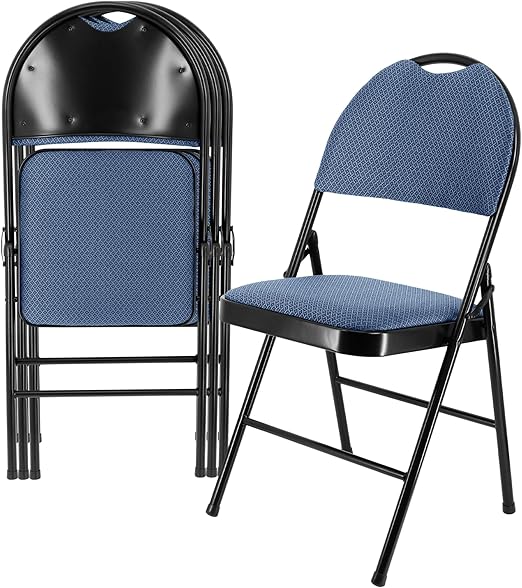 4 Piece Metal Indoor/Outdoor Folding Dinner Chairs with Padded Seats