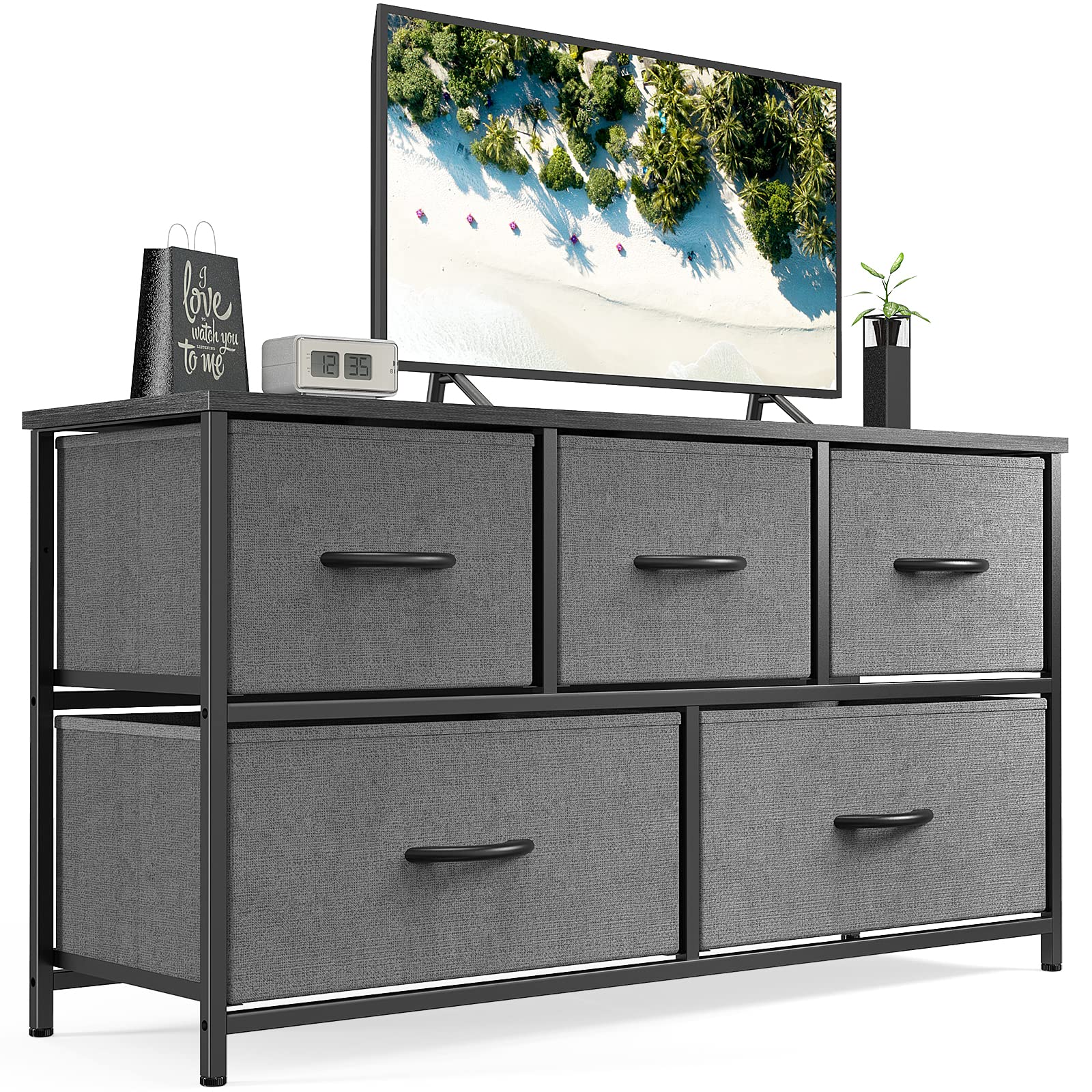 Dresser for Bedroom 5 Fabric Drawers Dresser Clothes Cabinet Storage