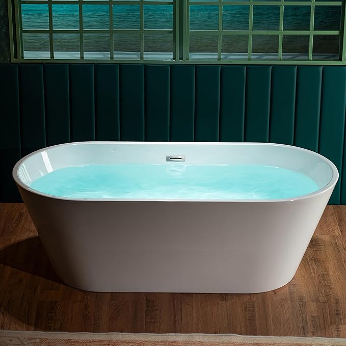 59" Acrylic Freestanding Bathtub Contemporary Soaking White Tub