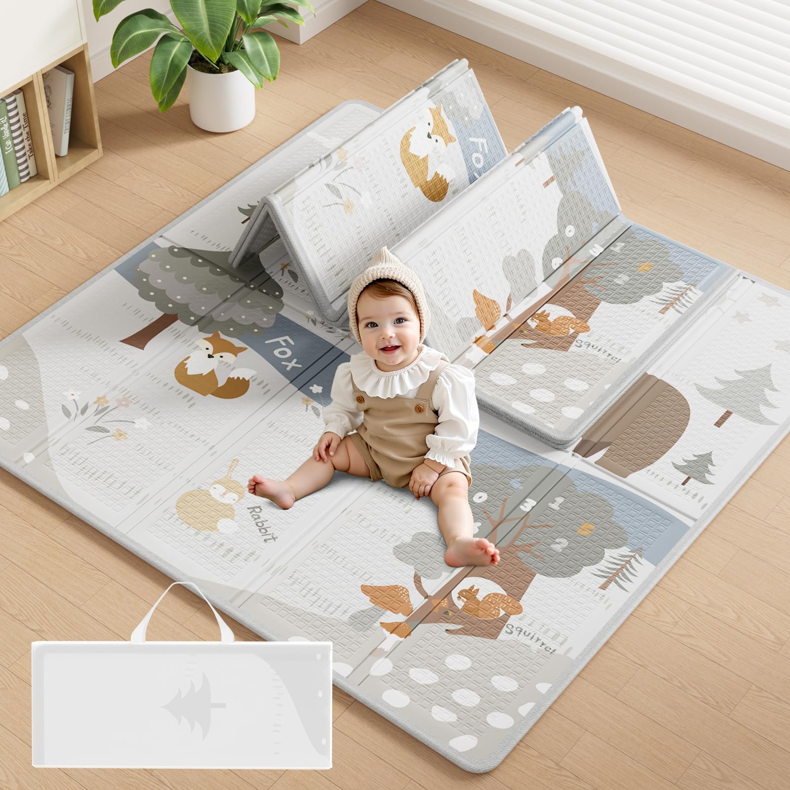 Baby Play Mat, 47x47inch Play Mat, 0.4 in Thick Waterproof Playmat for Babies