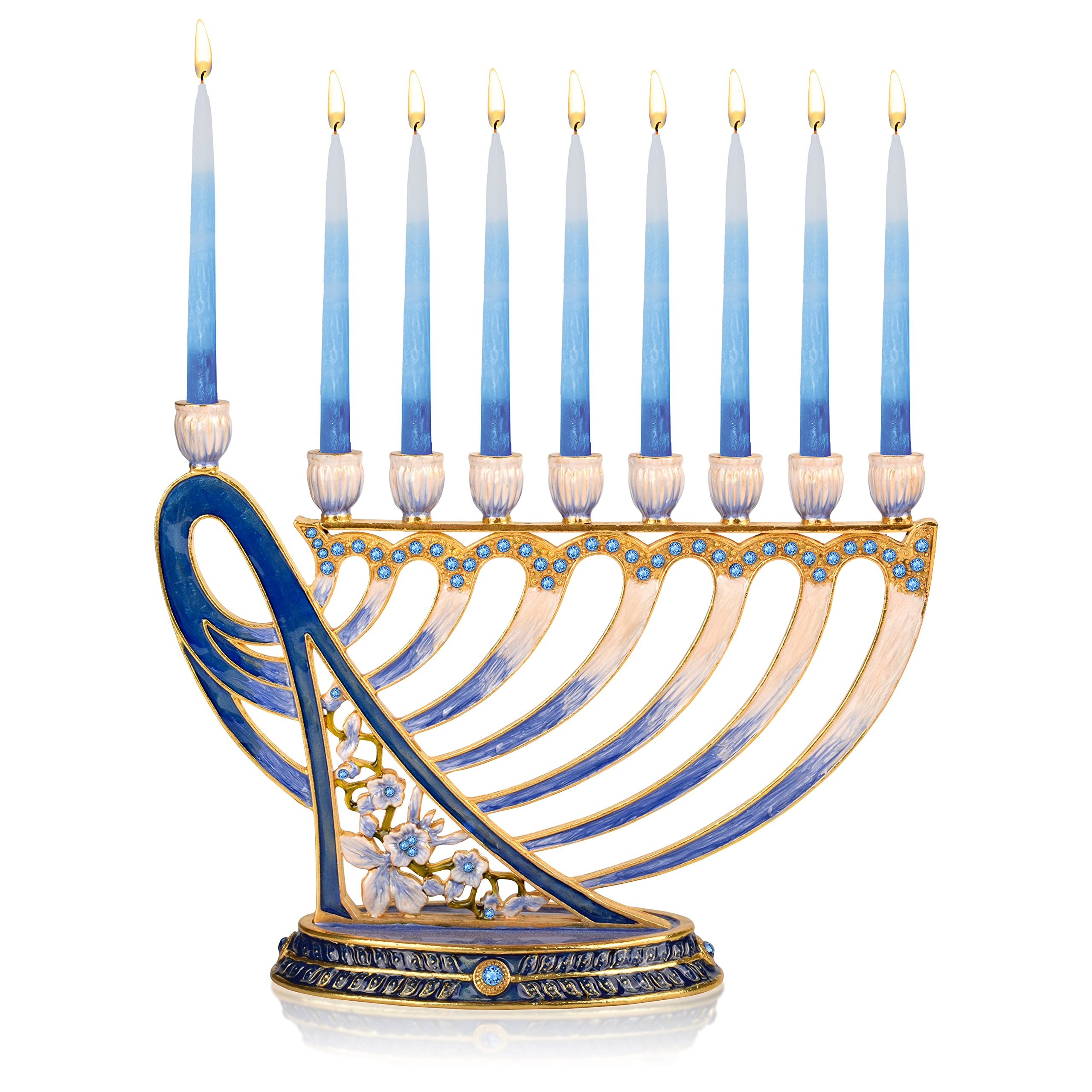 Hanukkah Menorah - Fits All Standard Chanukah Candles - Modern Jeweled Candle