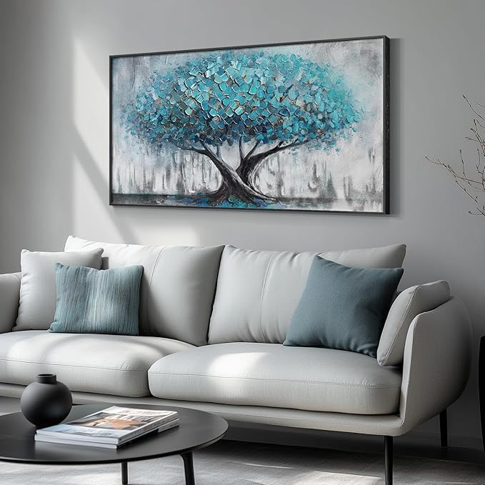 Large Framed Tree of Life Gold Wall Art for Living Room