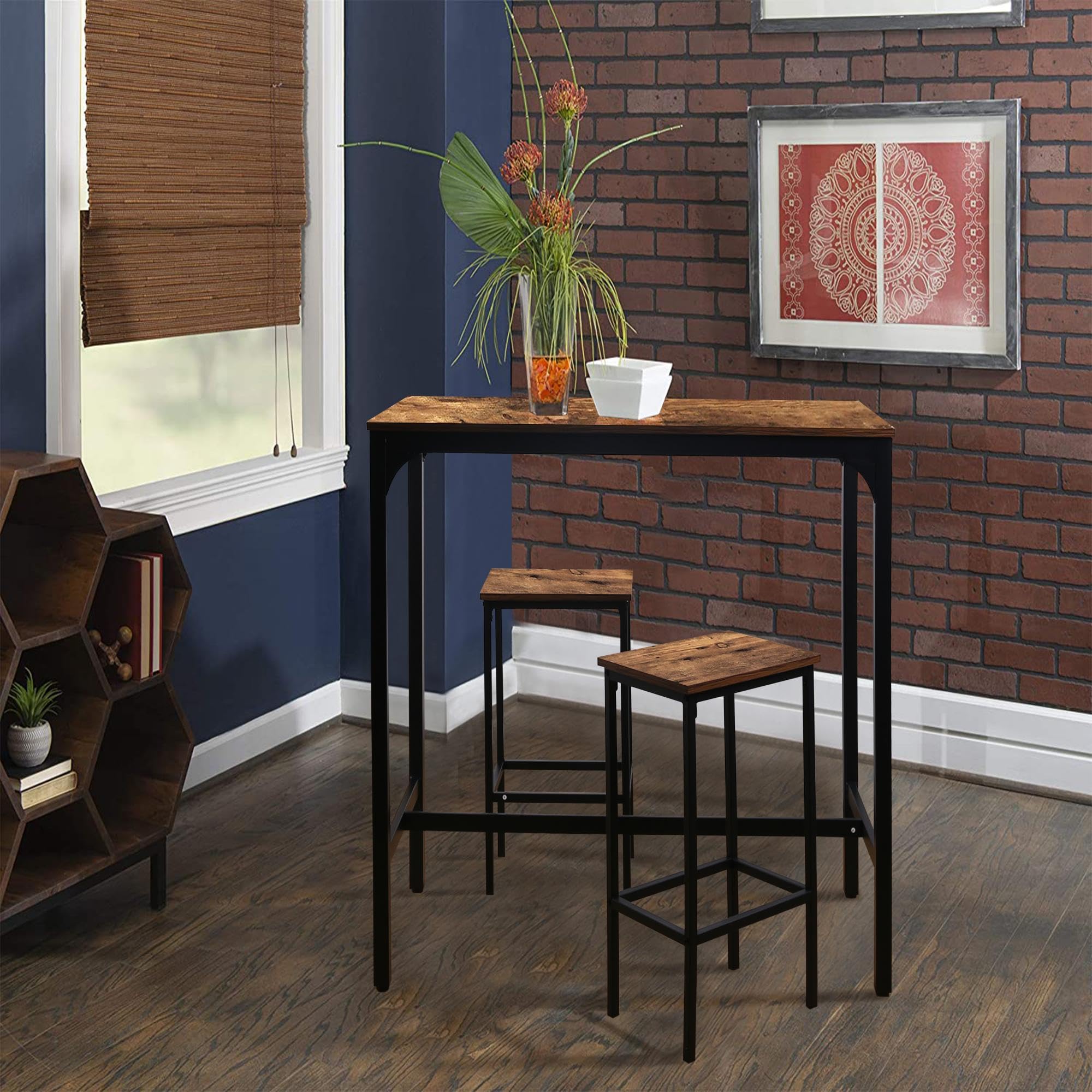 47" Bar Table, Industrial Style High Dining Table for 4