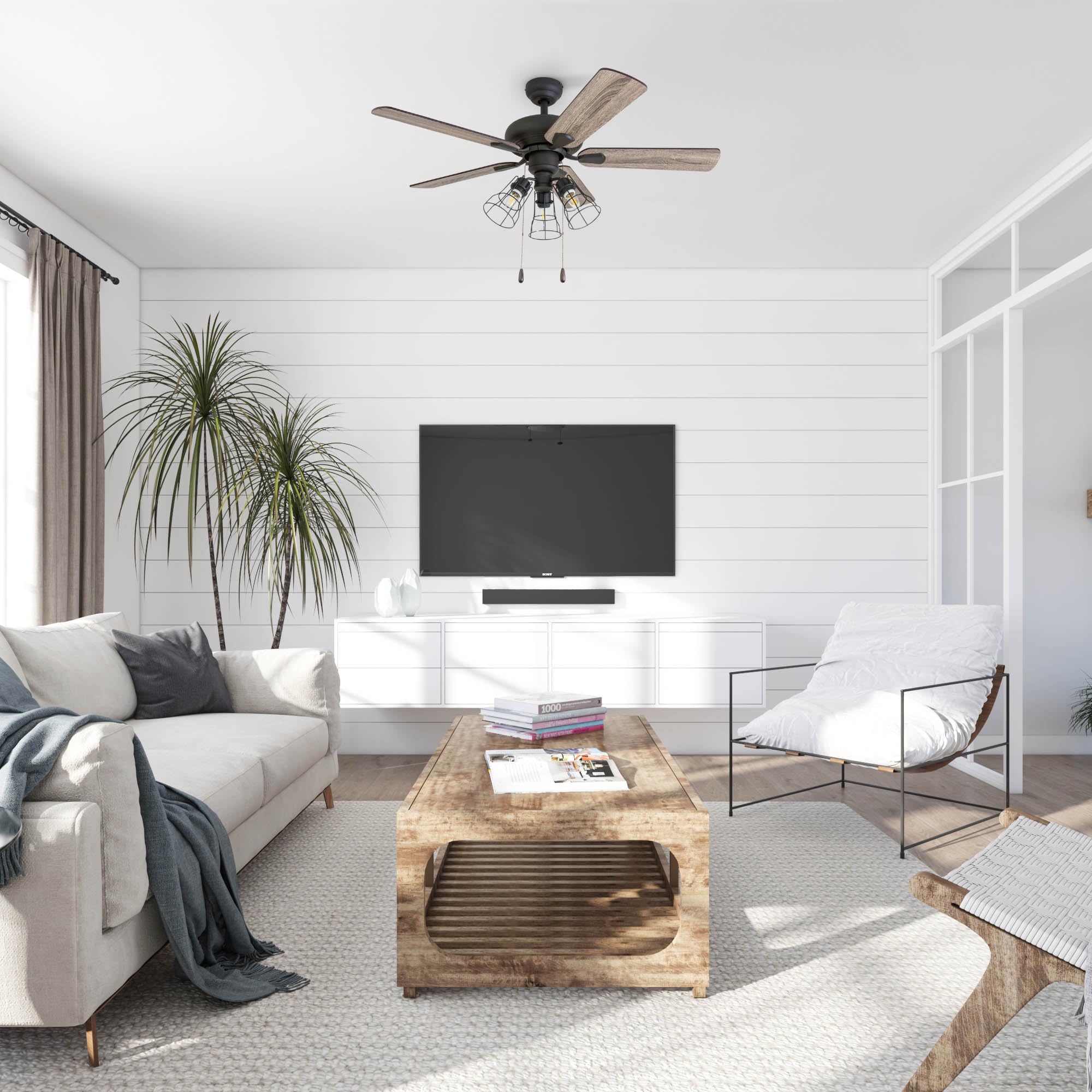 Madison County, 42 Inch Industrial Style LED Ceiling Fan with Light, Remote Control