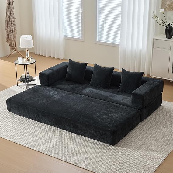 Convertible Floor Sofa Bed with Storage Pocket