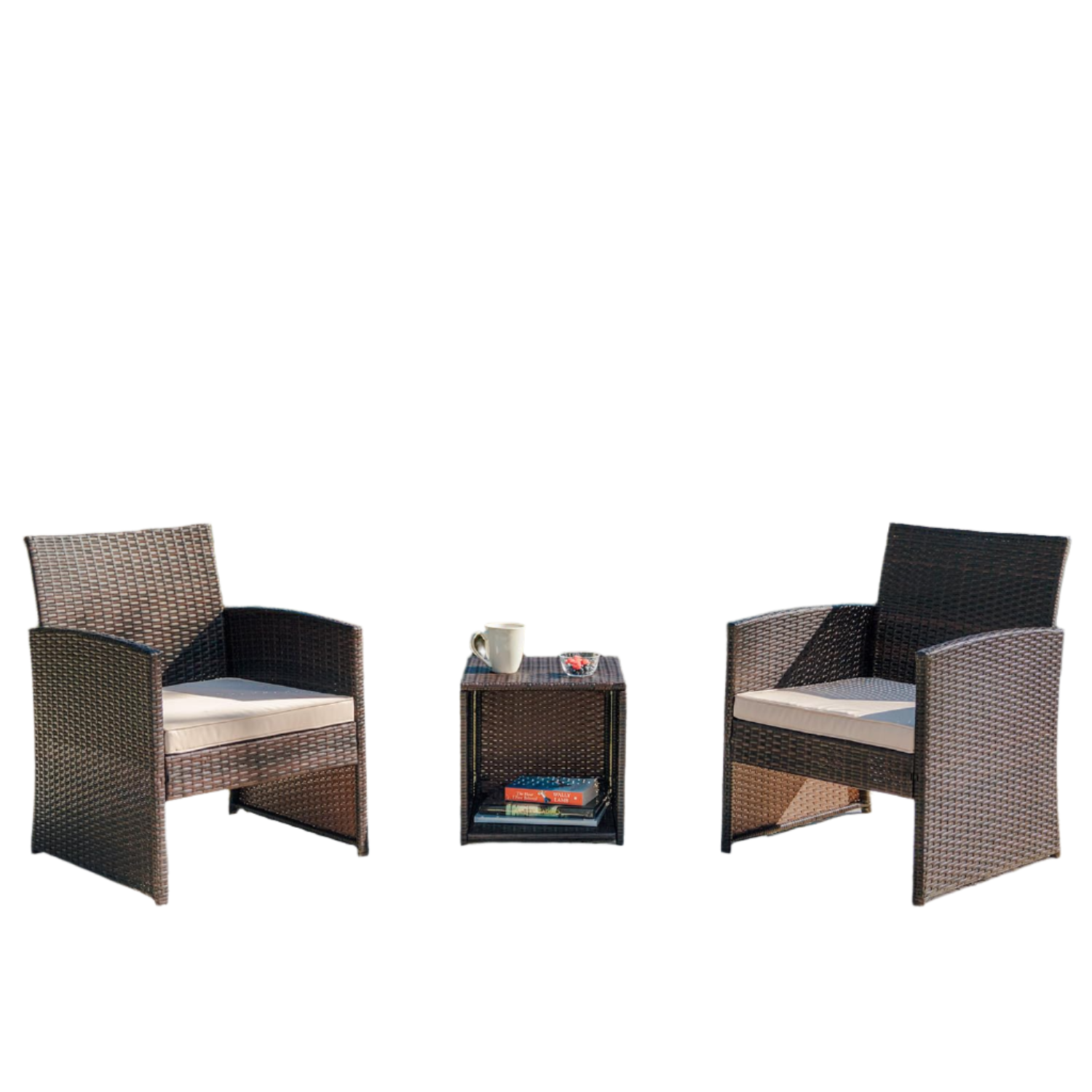 Wicker Patio Furniture Set - 3 Piece Bistro Table and Chairs Set of 2
