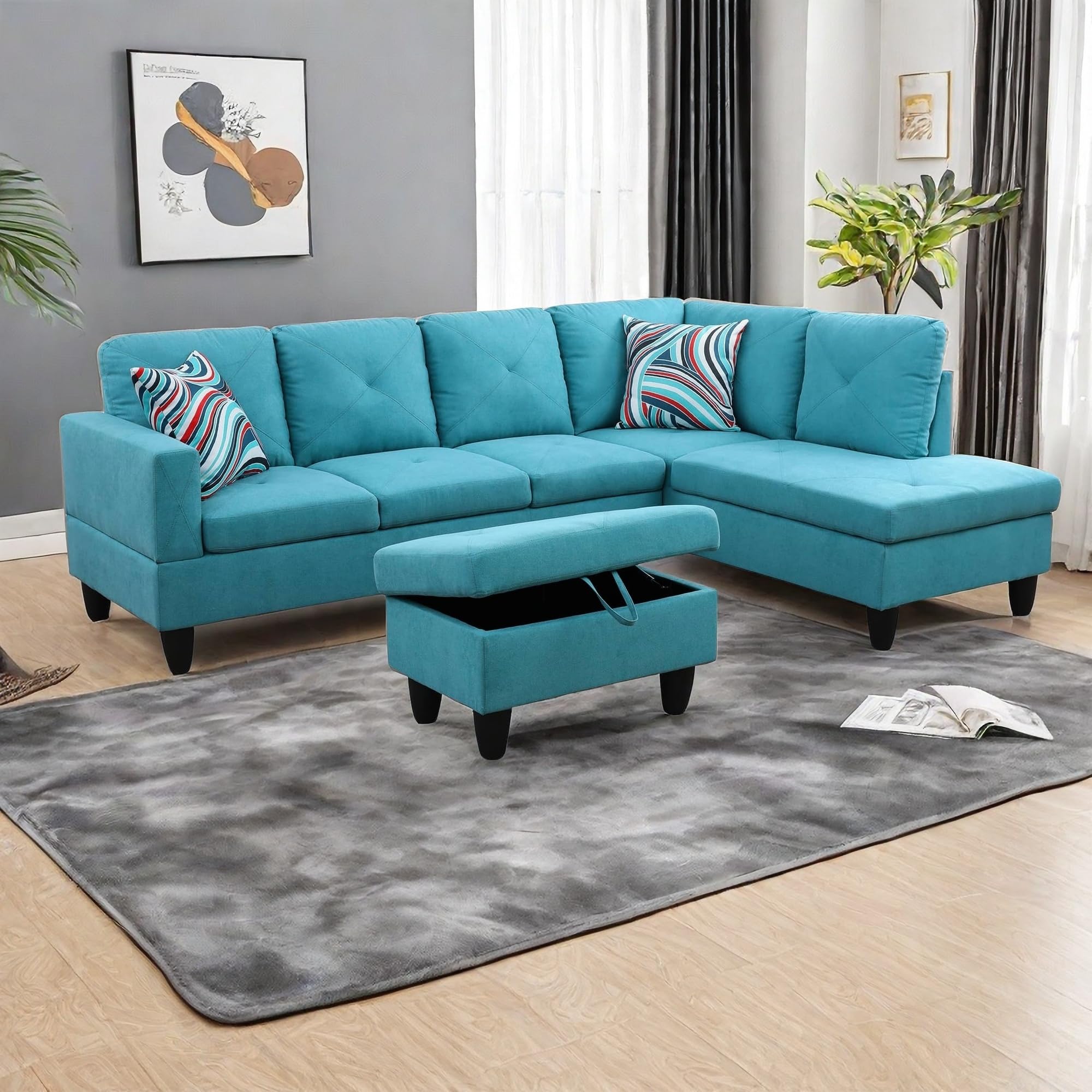 L Shaped Sectional Couches, Modern Convertible Lounge Sofa