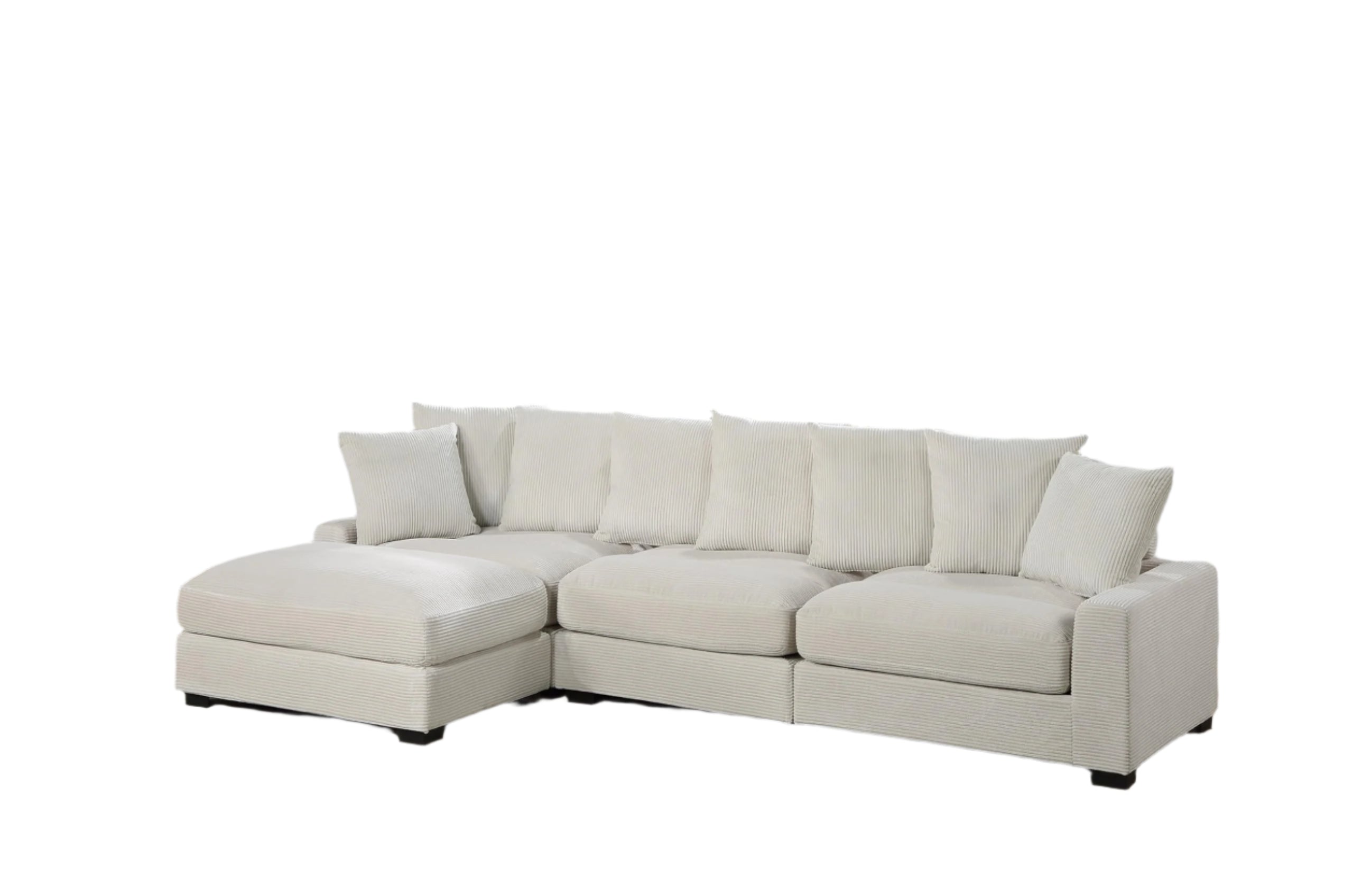 127" Sectional Sofa Modular Deep 3-Seat Sofa Couch