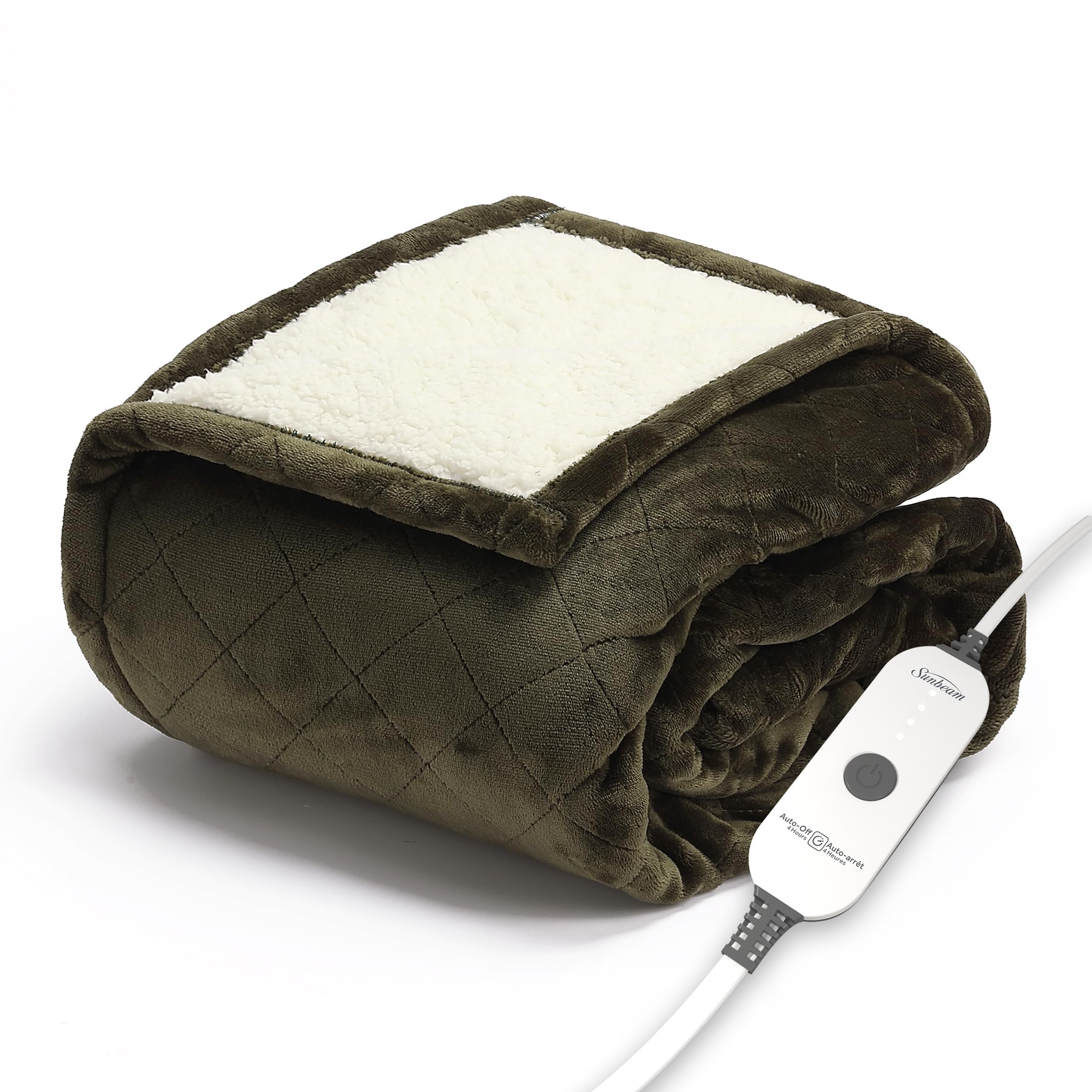 Quilted Royal Posh Velvet Reverse Sherpa Heated Throw Electric Blanket