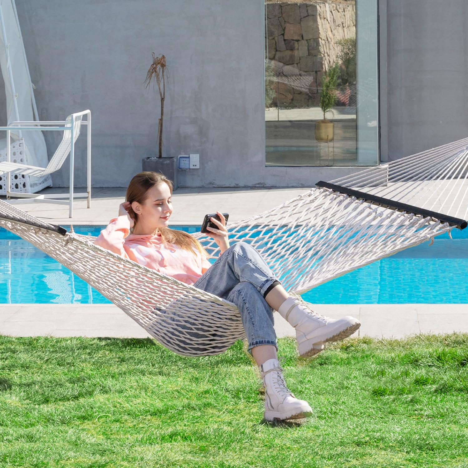 Double Hammocks for Outside, 13ft Traditional Rope Hammock for 2 Person