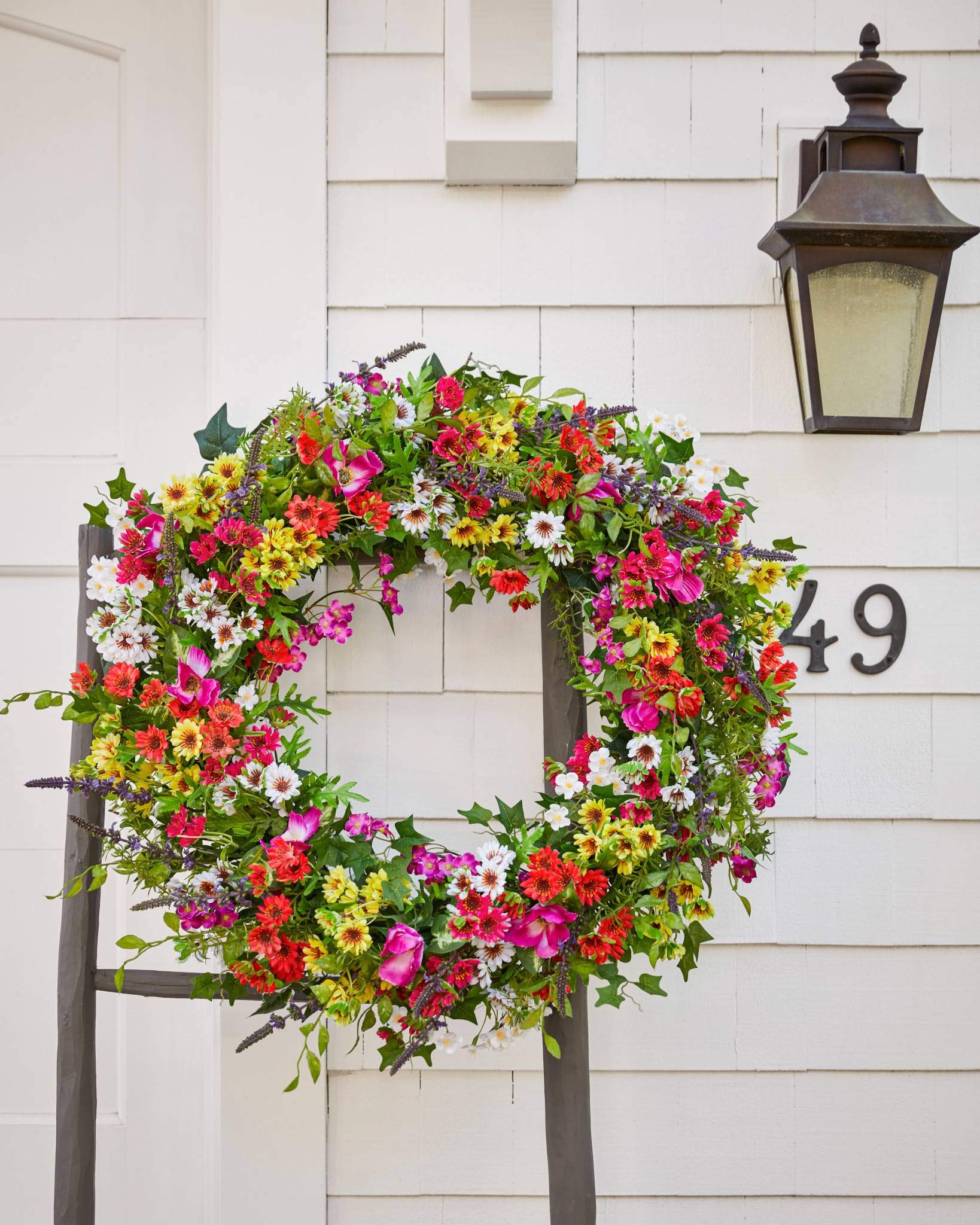 28in Meadow Outdoor Floral Artificial Wreath