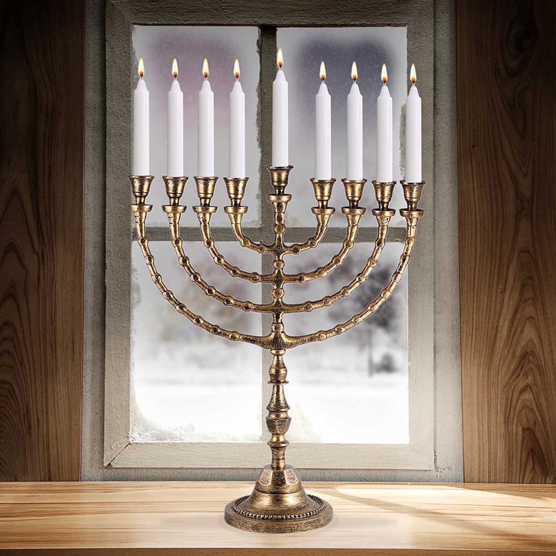 Extra Large Traditional Chanukah Menorah use with Shabbat Candles