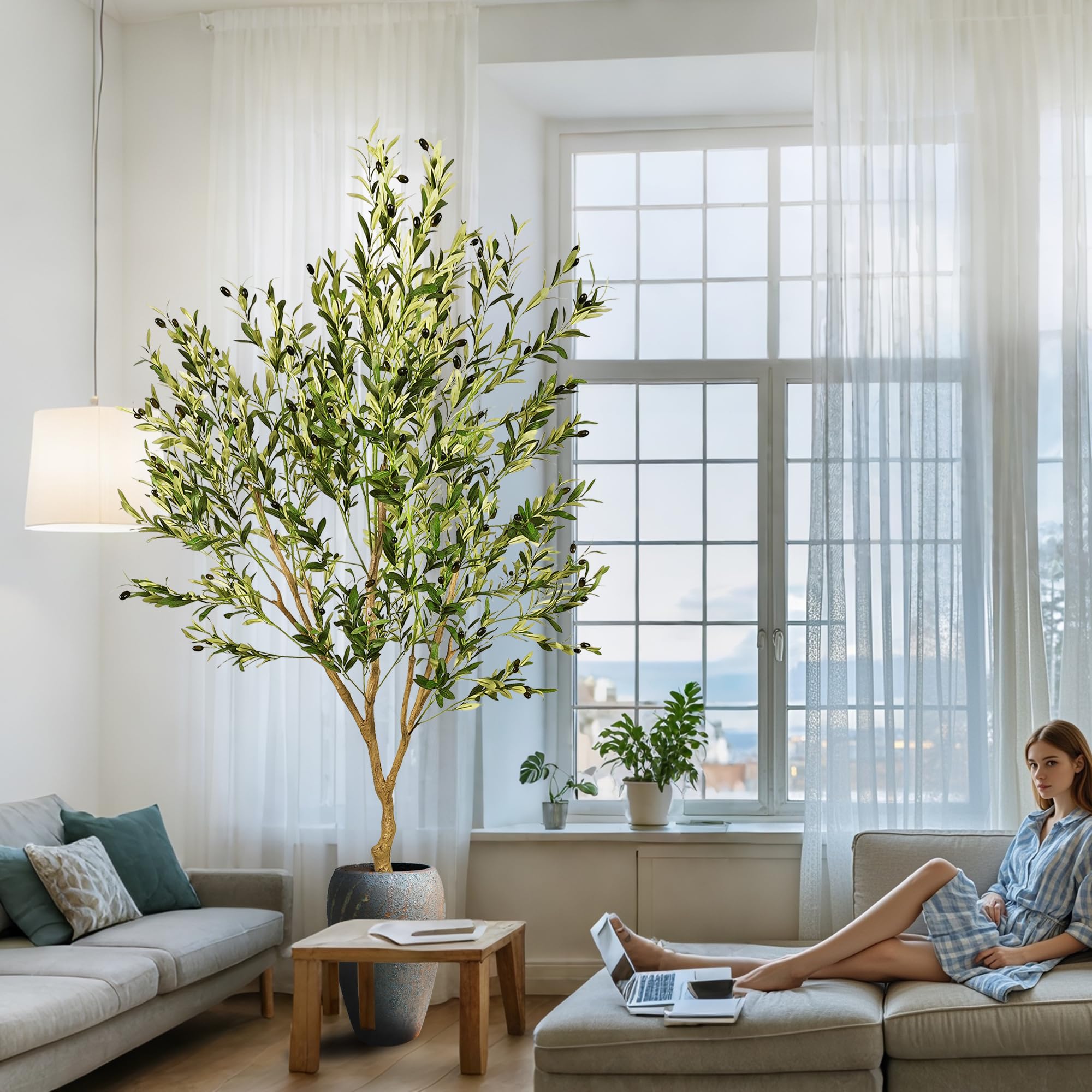 Faux Olive Tree Fake Olive Tree Olive Trees Artificial Indoor 7 Feet (84 inches) Realistic Potted