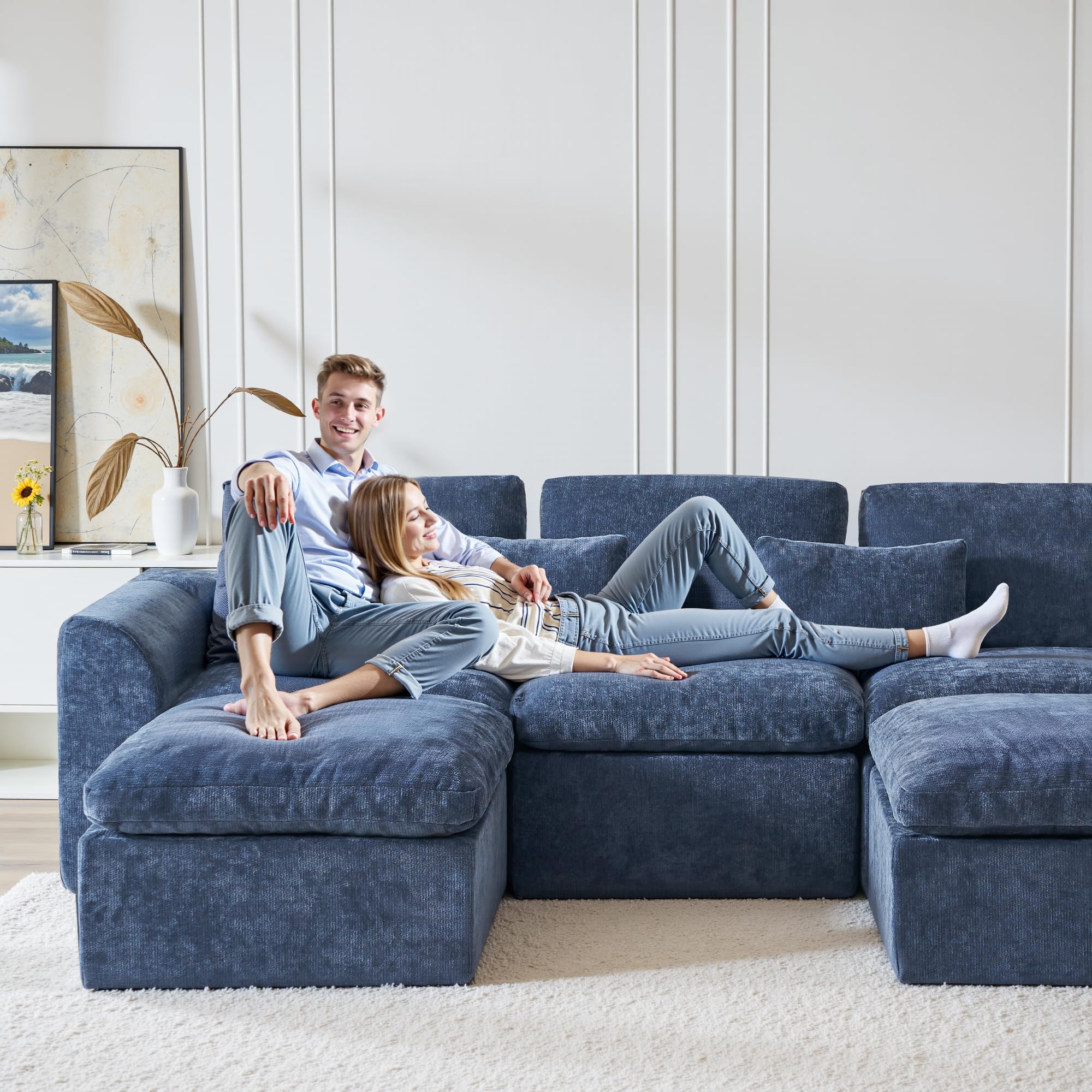 Sectional Cloud Couch - 120'' Soft Modular Sectional Sofa