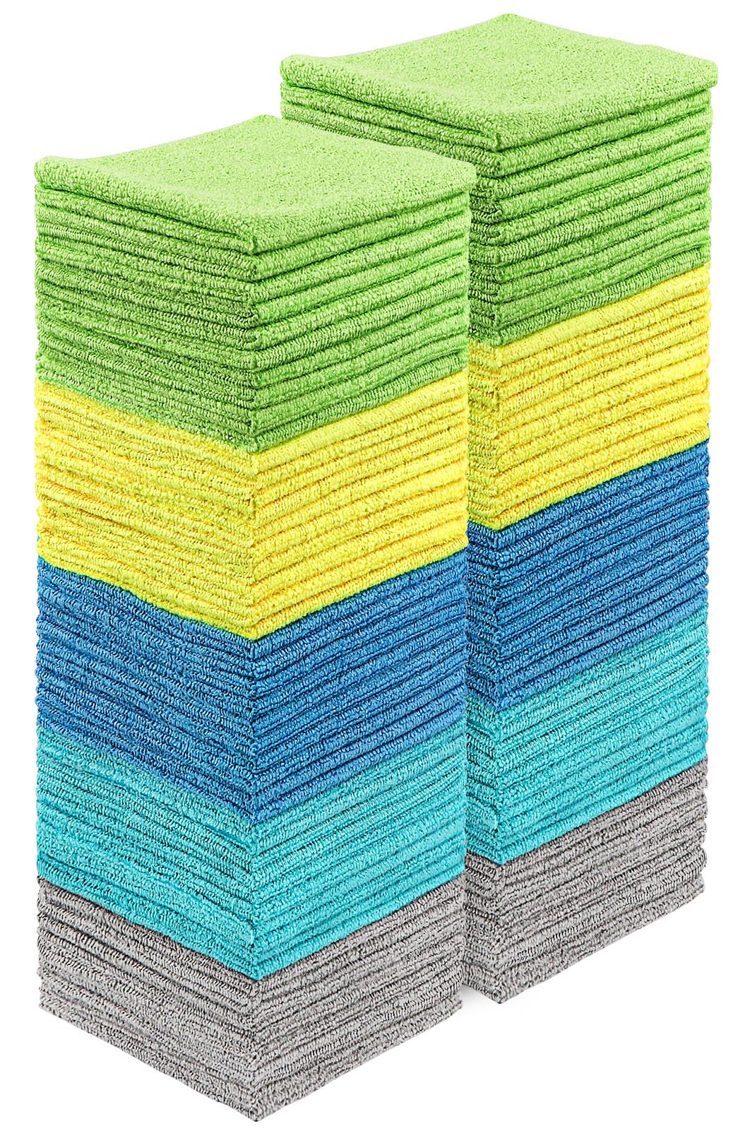 Microfiber Cleaning Cloths 100 Pack, Highly Absorbent Microfiber Towels