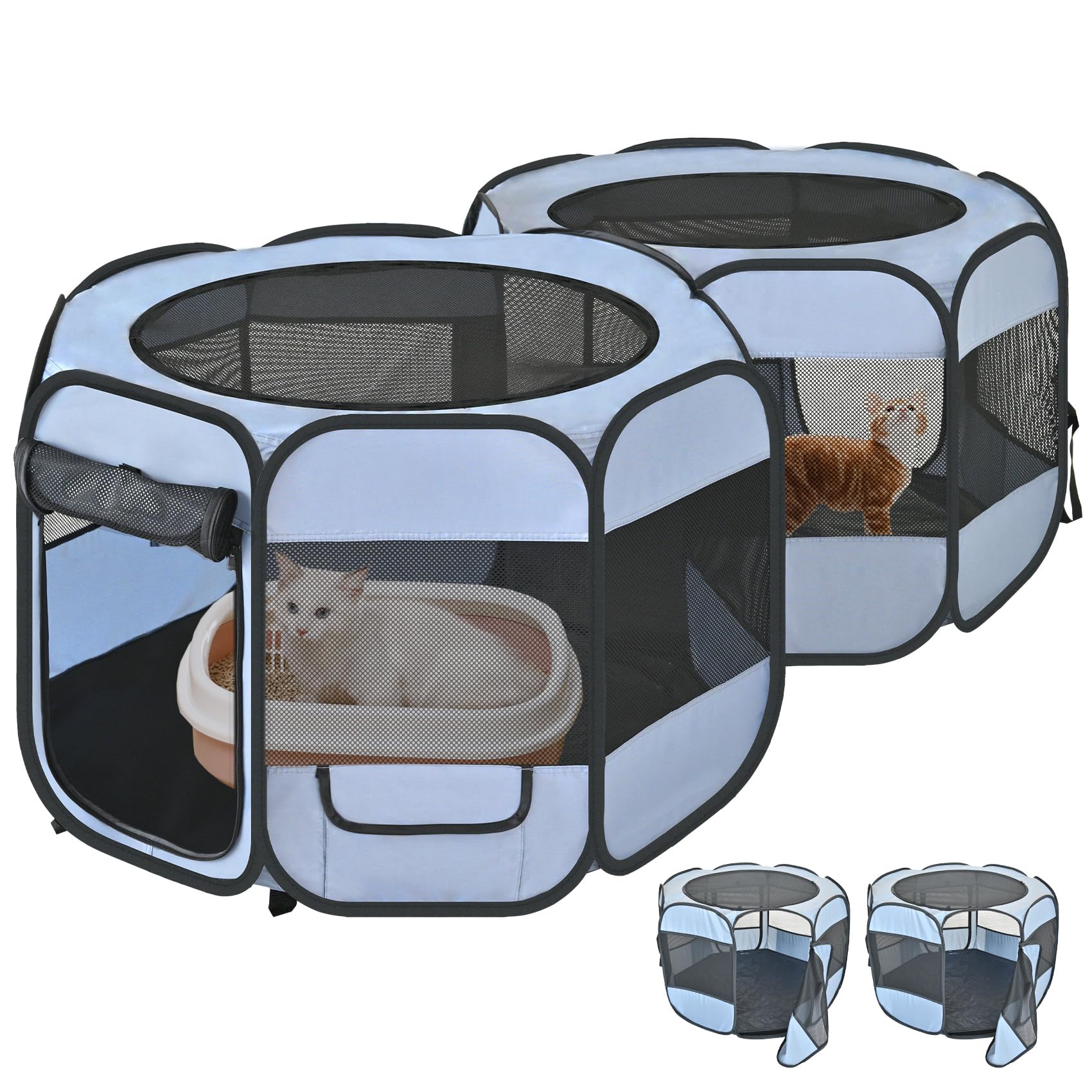 2-in-1 XLarge Cat Playpen, Detachable into 2 Separate Playpens with Additional 2 Doors
