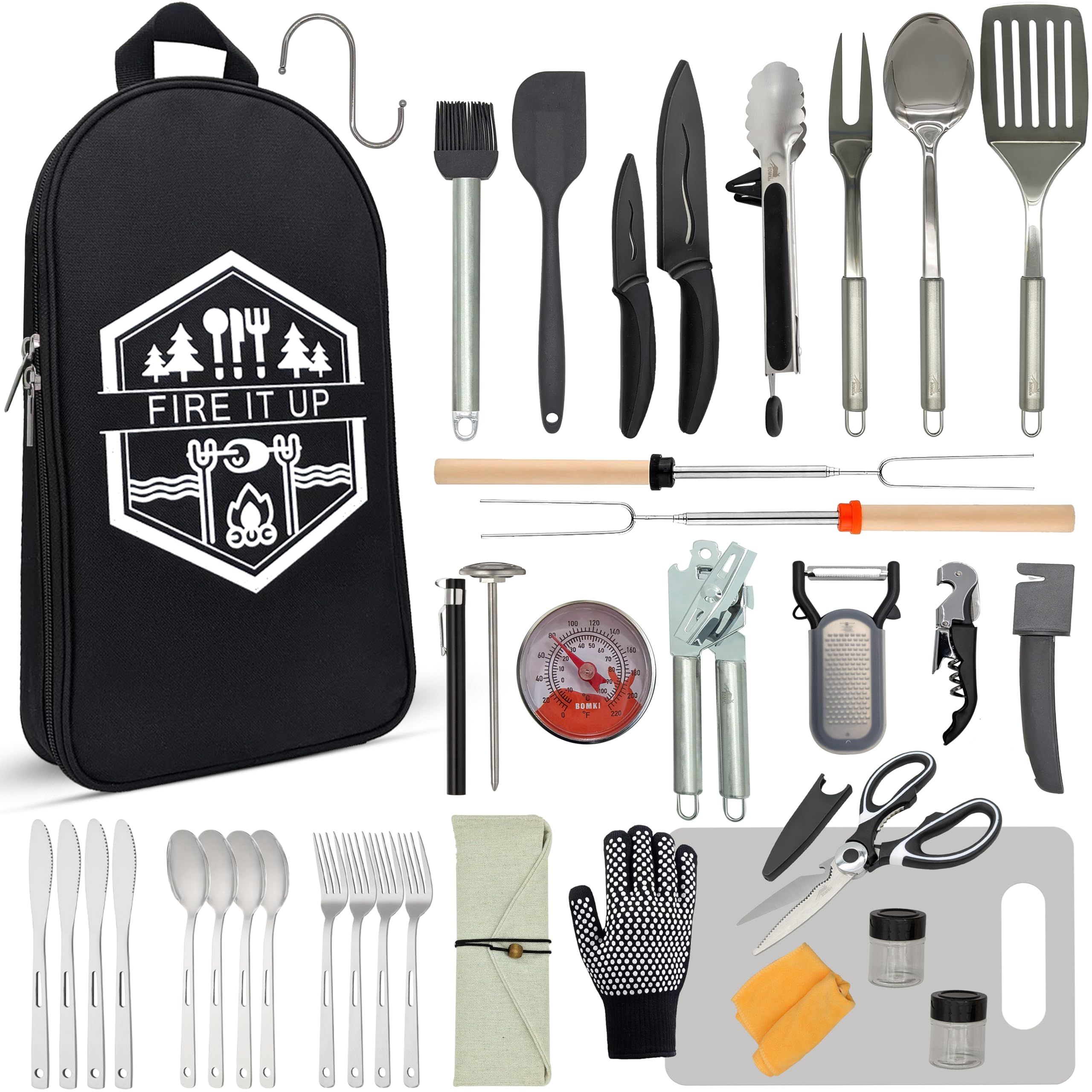 Grilling and Camping Cooking Utensils Set for The Outdoors BBQ - Camping