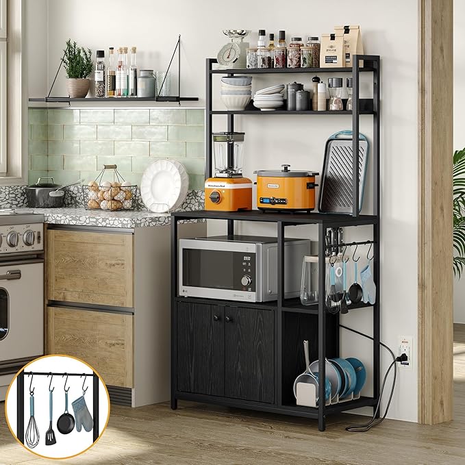 5-Tier Kitchen Bakers Rack with Power Outlet