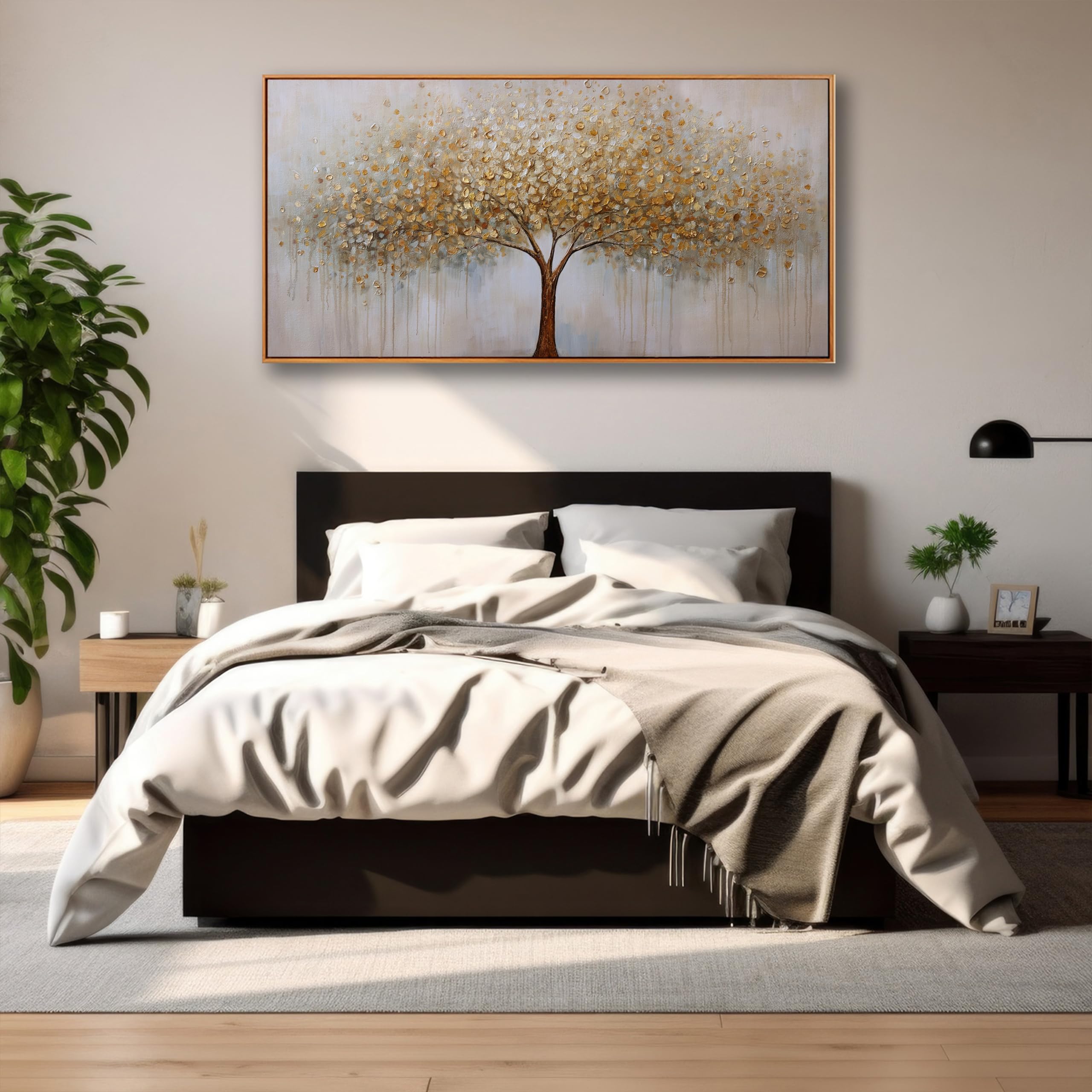 Wall Art Gold Abstract Tree of Life Framed Modern Artwork Canvas Painting