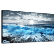 Framed Wall Art For Living Room Large Canvas Wall Decor For Office Blue Beach Painting