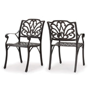 Cast Aluminum Outdoor Dining Chairs | Set of 2 | Perfect for Patio | in Bronze