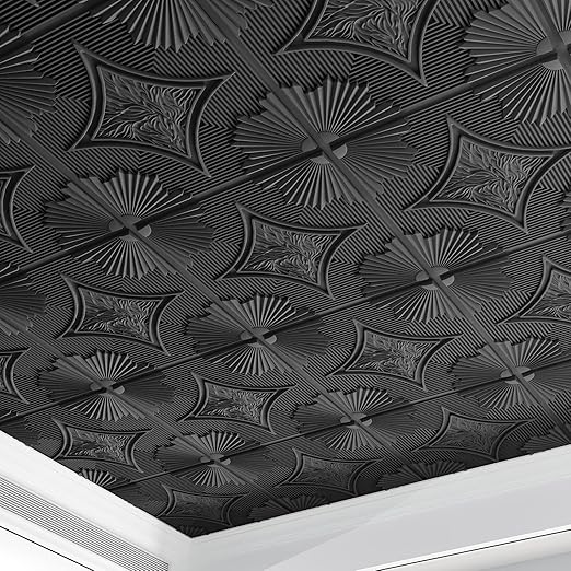 Ceiling Tiles 24x24 in Bronze (12-Pack, 48 Sq.ft), 3D Wainscoting Panels Glue Up 2x2