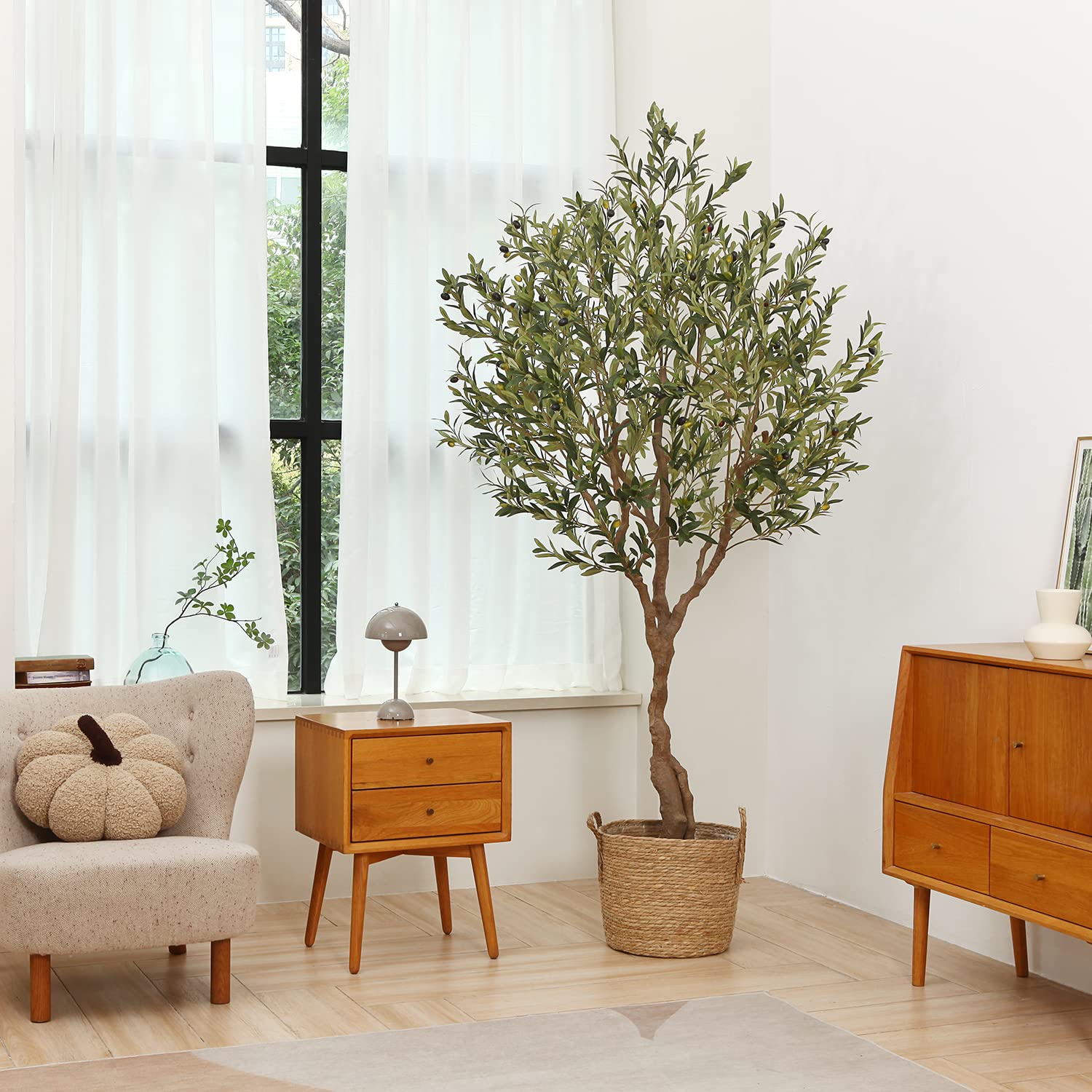 Olive Trees Artificial Indoor, 7Ft Artificial Olive Plants, Tall Faux Olive Tree