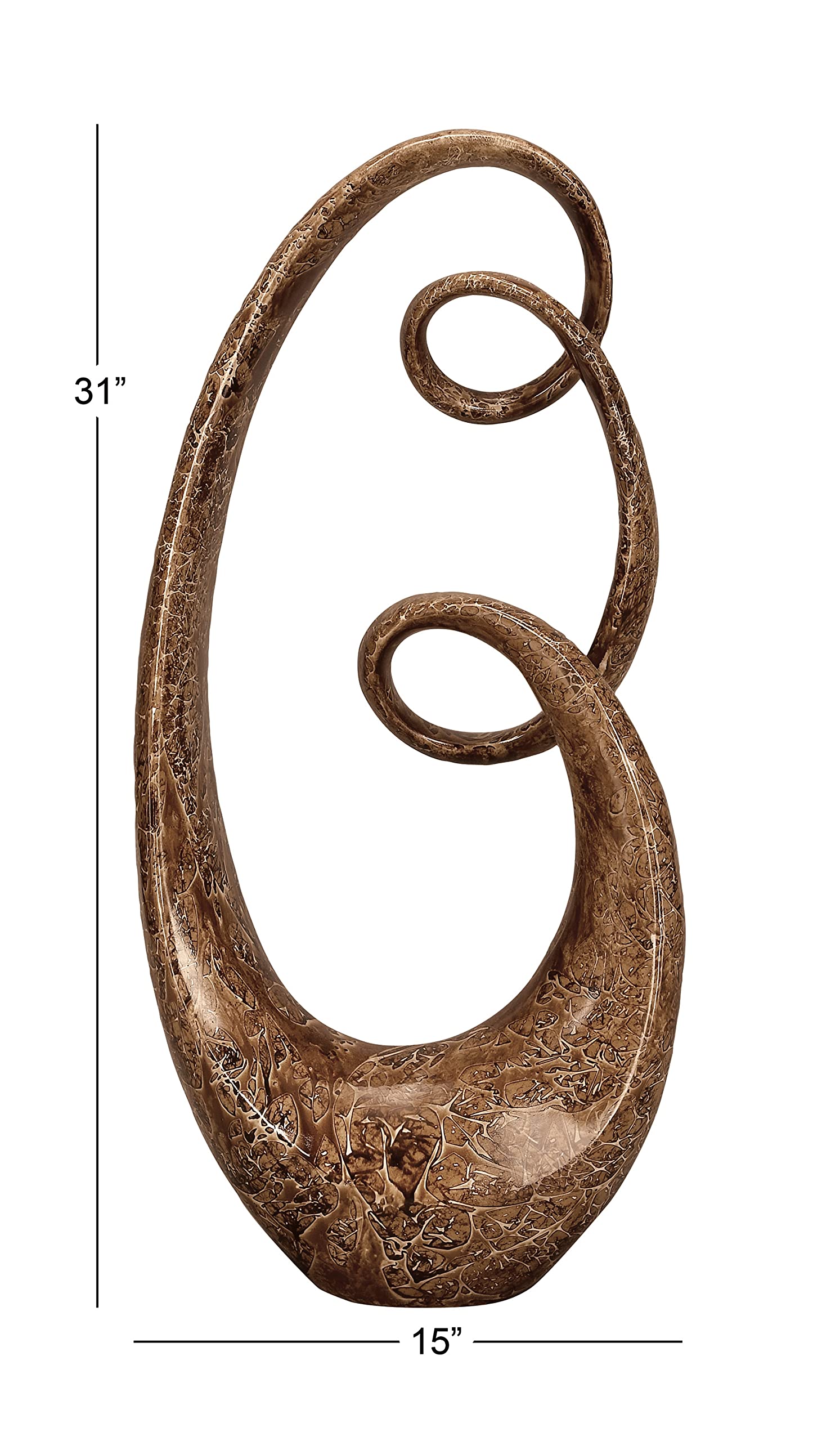 Abstract Decorative Sculpture Swirl Home Decor Statue, Accent Figurine 14" x 8" x 31"