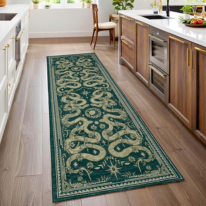 Snake 8x10 Area Rugs for Living Room Washable Non Slip Forest Soft Low-Pile Stain