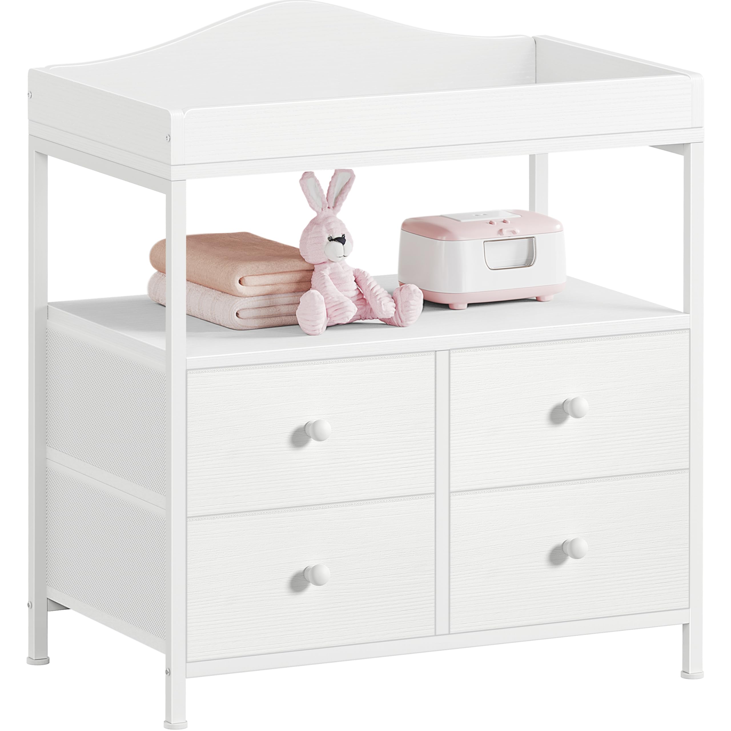 Changing Table with Drawers Fabric Baby Dresser with Changing Table Top