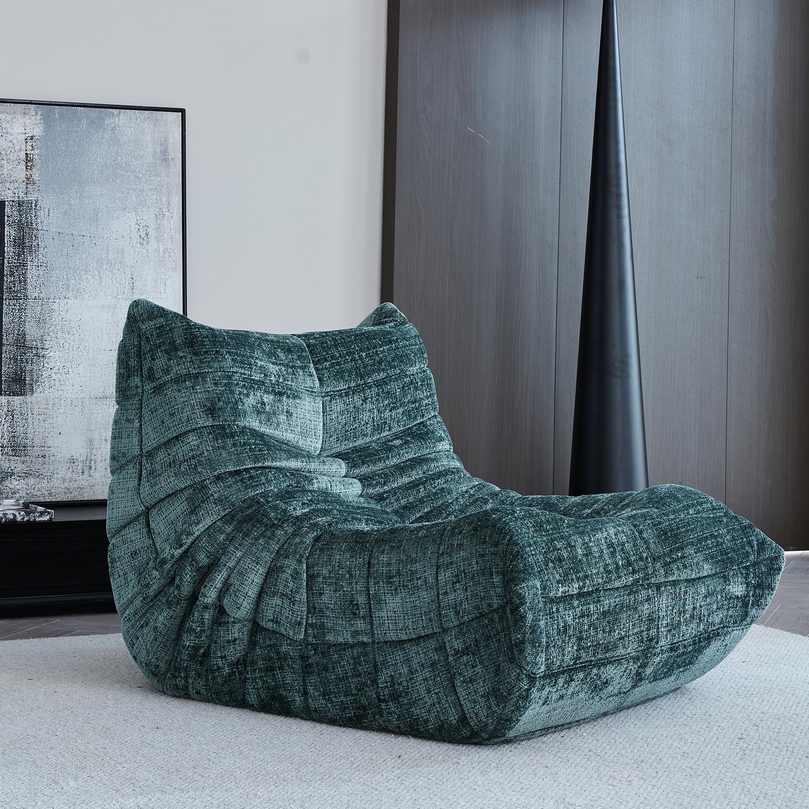 Bean Bag Chair for Adults, Modern Chenille Fabric Fireside Chair Lazy Floor Sofa Chair