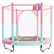 60" Trampoline for Kids, 5 FT Toddler Baby Trampoline with Safety Enclosure Net
