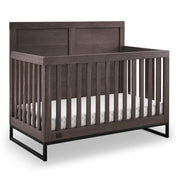Kids Foundry 6-in-1 Convertible Baby Crib, Rustic Grey with Matte Black