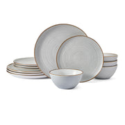 Rowan Gray 12 Piece Plate Bowl Dinnerware Set, Service