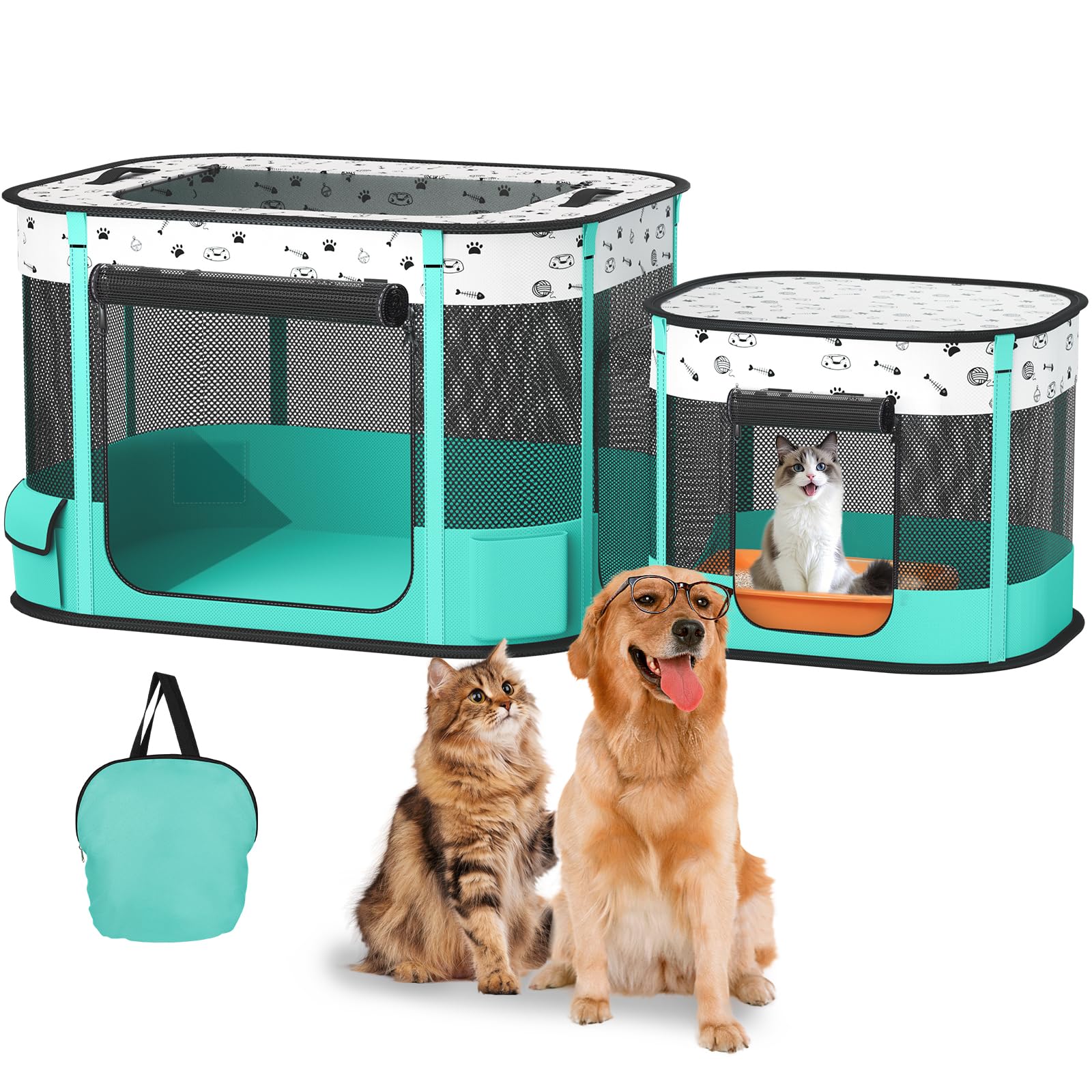 Portable Cat Playpen, Foldable Pet Dog Playpen, for Kitten Puppy Play Pen Indoor/Outdoor