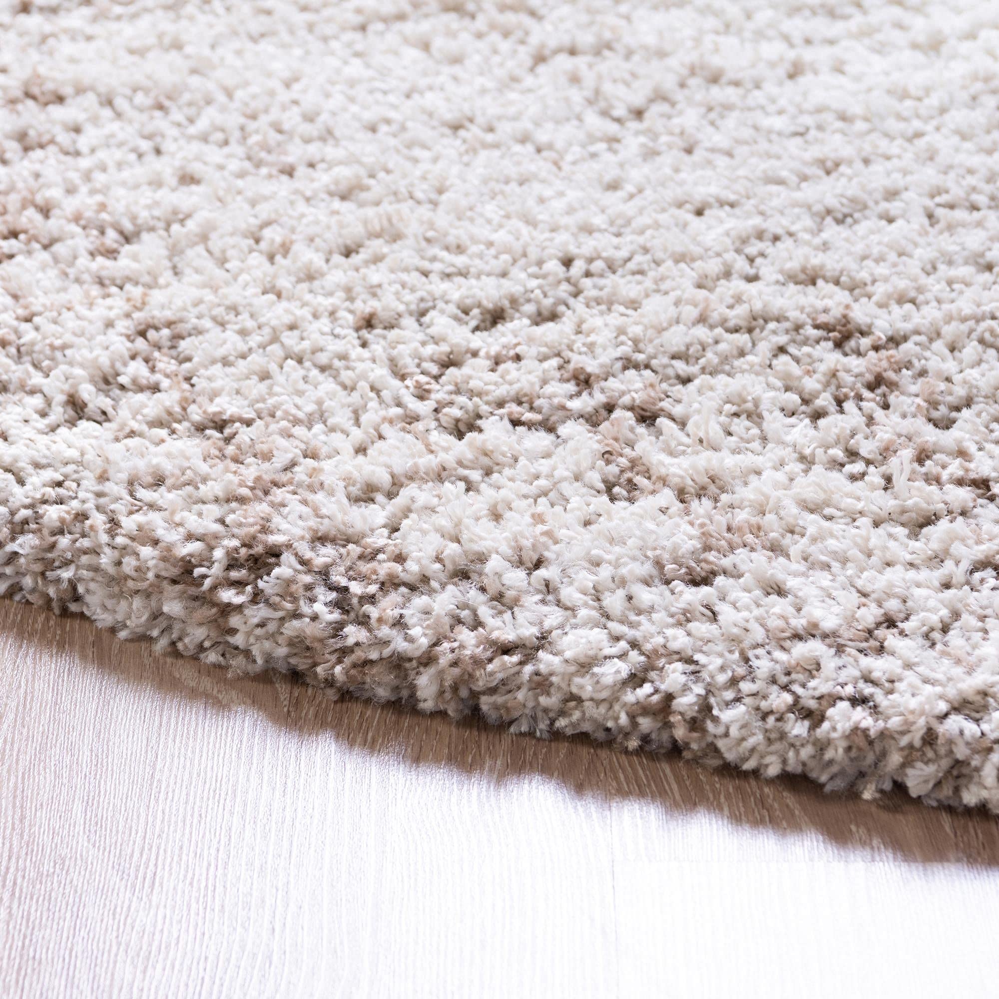 Rugs.com Soft Touch Shag Collection Round Rug – 6 Ft Round Khaki Shag Rug Perfect for Kitchens, Dining Rooms