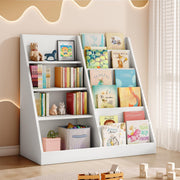 Wooden Bookshelf and Toy Storage, Children Toy Organizer with Book Shelves