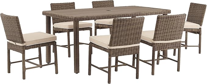 Bradenton 7-Piece Outdoor Dining Set for 6, Wicker Patio Table and Chairs for Backyard