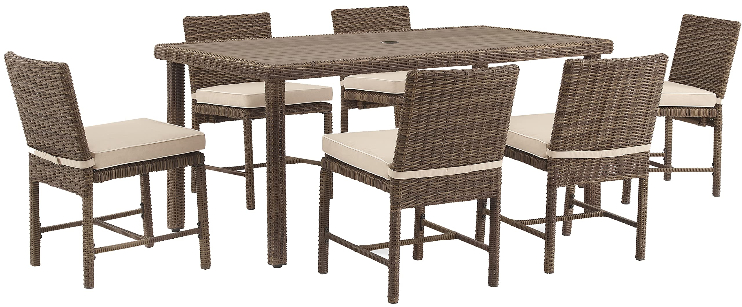 Bradenton 7-Piece Outdoor Dining Set for 6, Wicker Patio Table and Chairs for Backyard
