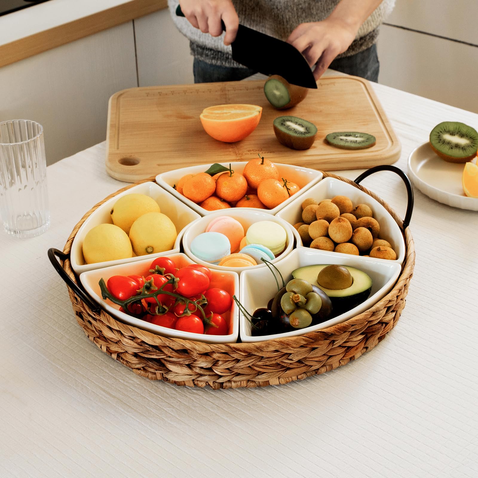 Serving Tray and Serving Dishes, RANDEFURN 7-Set Gold Platters