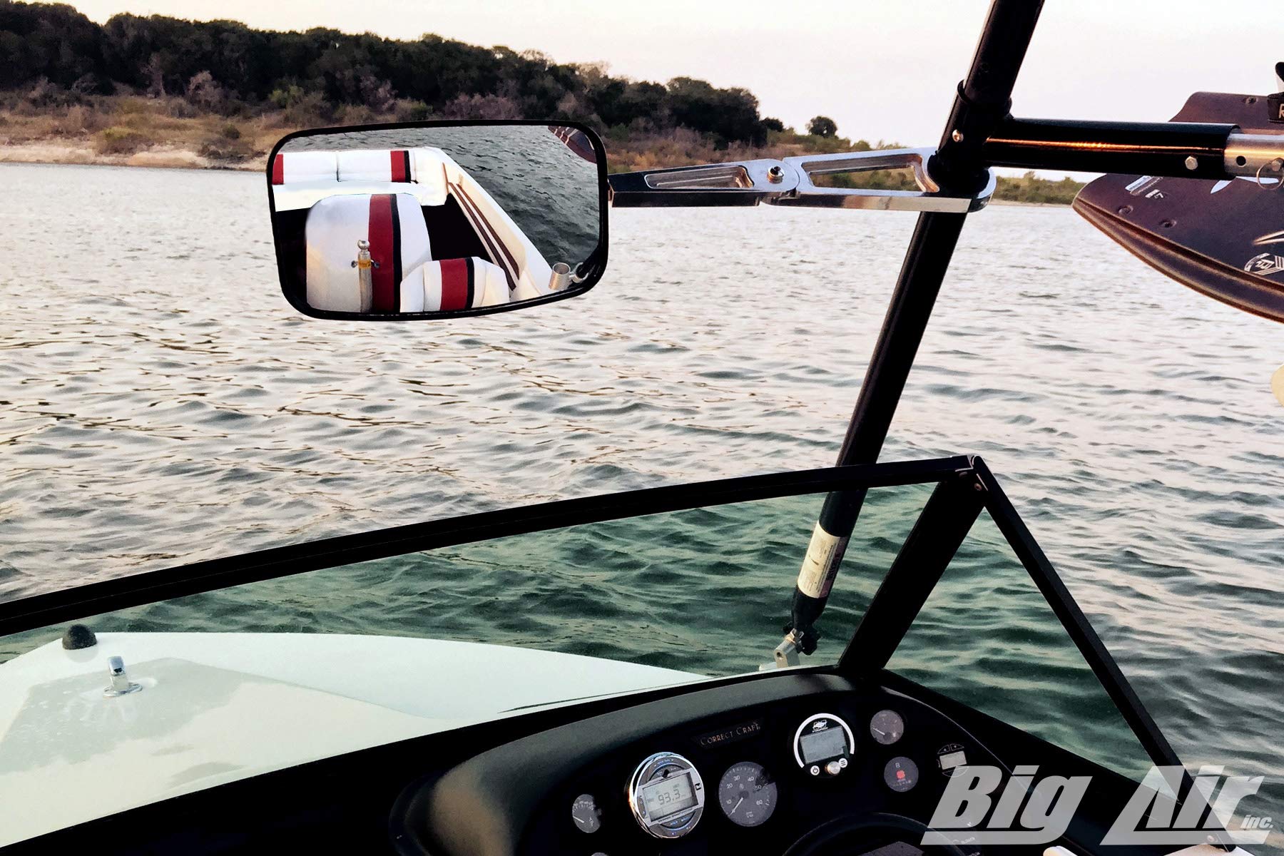 Adjustable Arm Wakeboard Tower Mirror with 7" x 13" CIPA ball joint mirror head