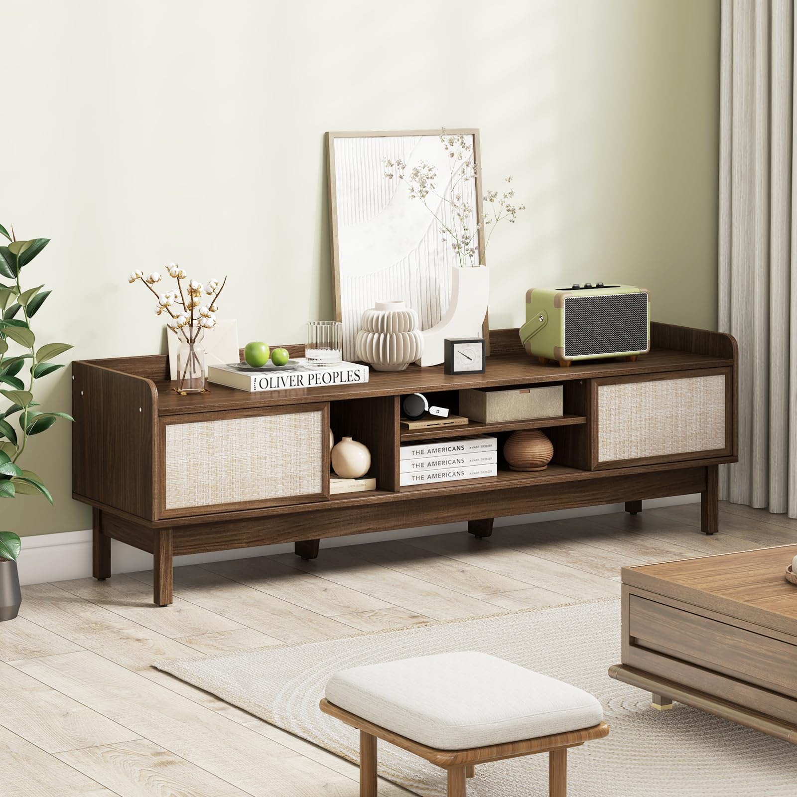 Entertainment Center with Woven Doors