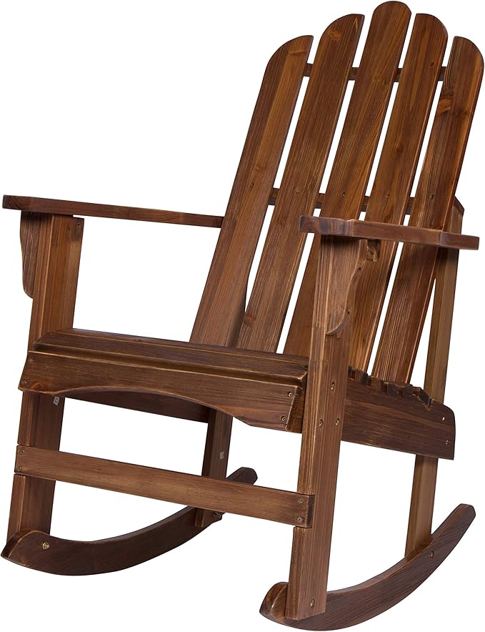Marina Adirondack Porch Rocker, Indoor Outdoor Wood Rocking Chair