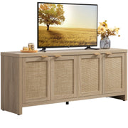 TV Stand for Living Room Boho Entertainment Center for Bedroom with 4 Rattan