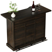 52 Inch Farmhouse Home Bar Unite, 4-Tier Storage Mini Bar Unit