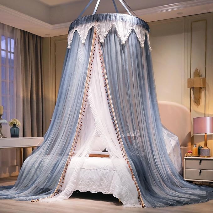 Girls and Adults Canopy Bed, Elegant Double-Layer Bed Curtain