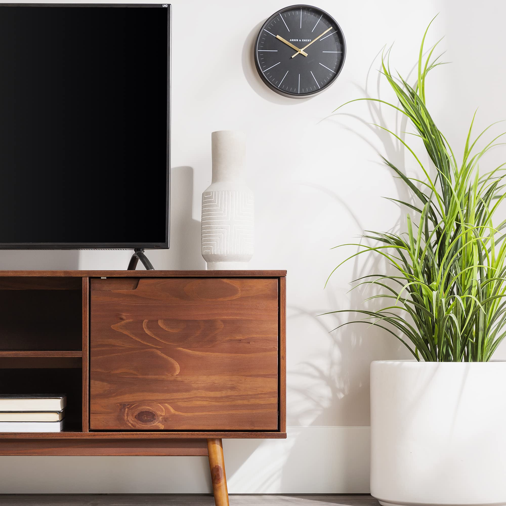 Emery Mid Century Modern Solid Wood TV Stand for TVs up to 80 Inches 70 Inch Walnut