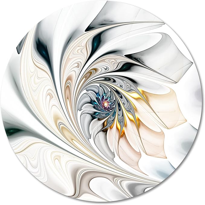 MT10276 C11 White Stained Glass Floral Art Floral Disc, 11" x 11", White