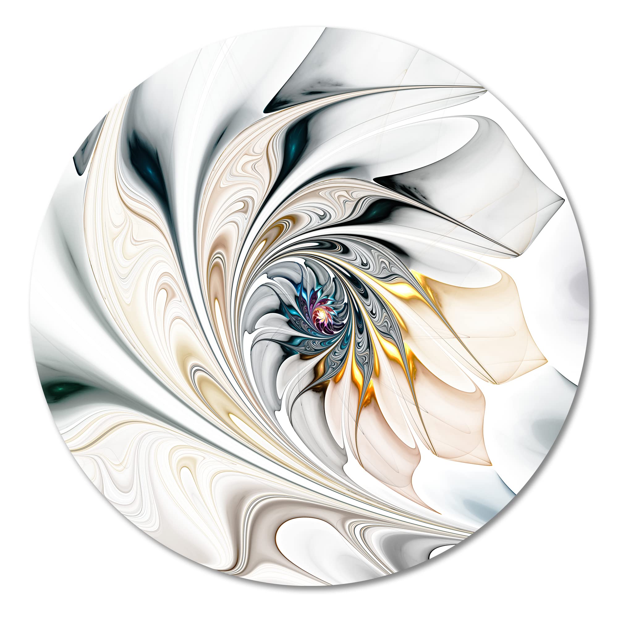MT10276 C11 White Stained Glass Floral Art Floral Disc, 11" x 11", White